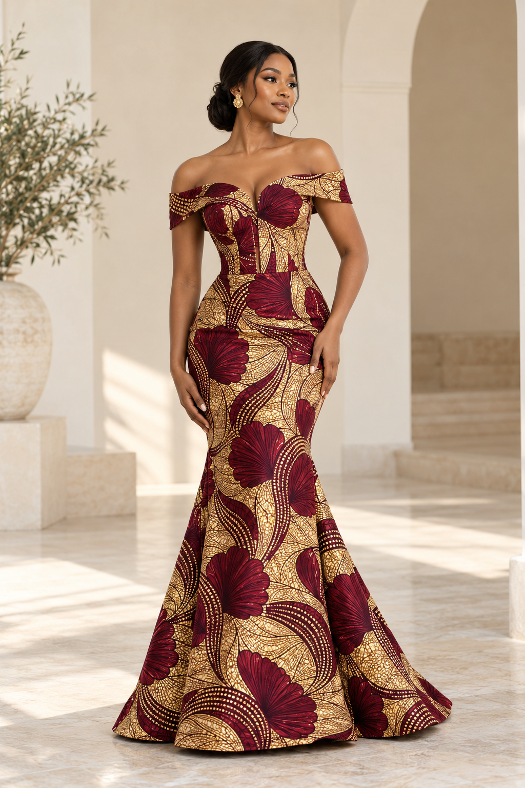 OFF SHOULDER ANKARA DRESS
